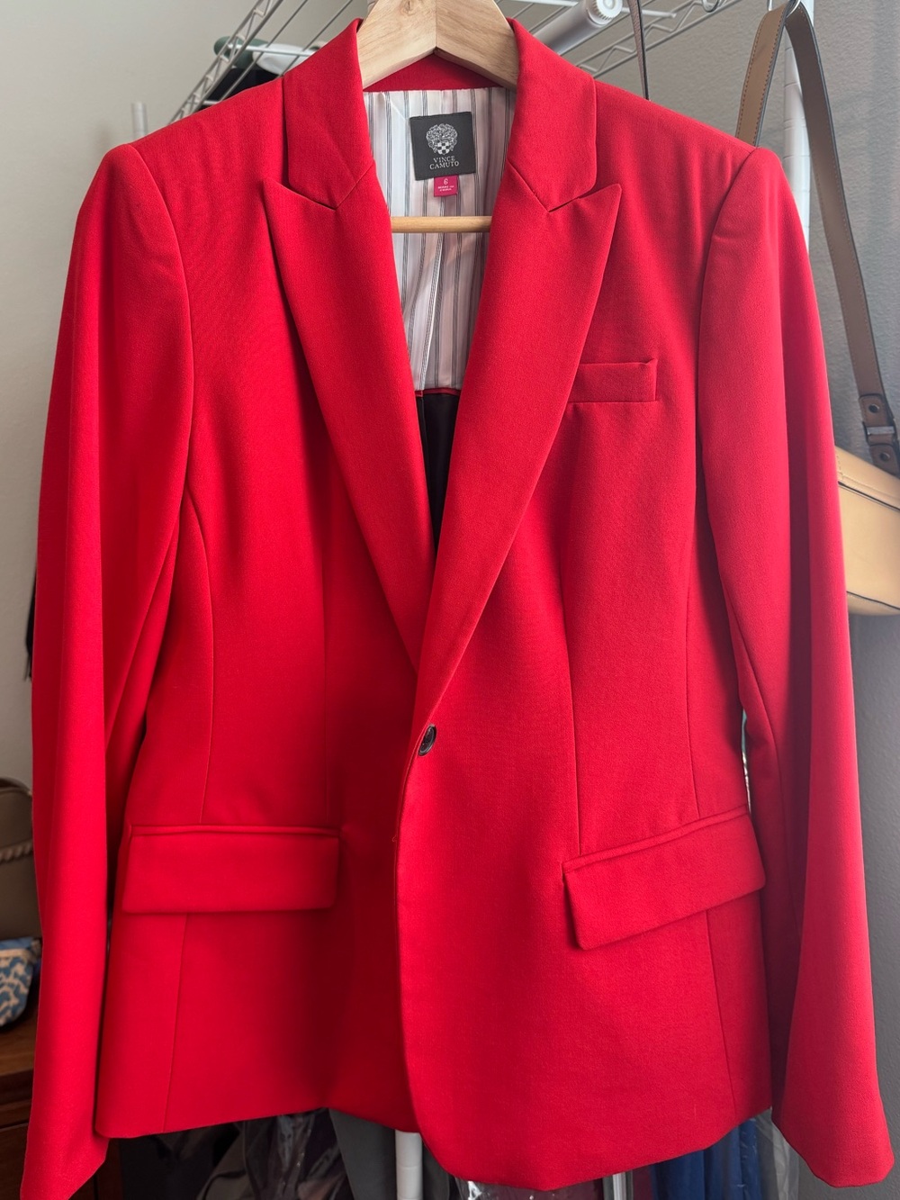 Red Single-Button Tailored Blazer - Vince Camuto